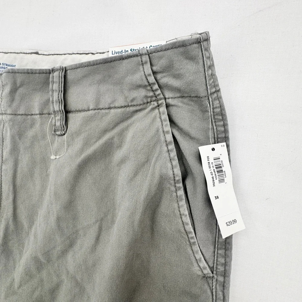 NEW 2018 Old Navy Lived-In Straight Cargo Shorts Mens Sz 38 Greystone Grey Flex
